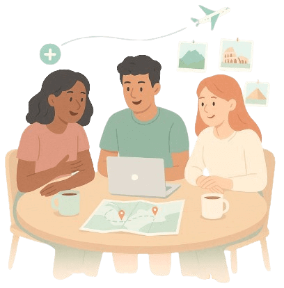 Group travel planning illustration